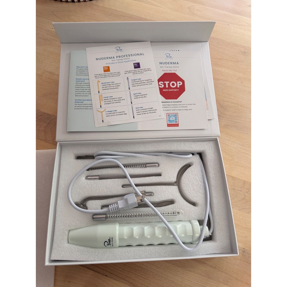 Pure Daily Care NuDerma Professional Skin Therapy Wand Neon Argon 6 Applicators - Picture 2 of 3